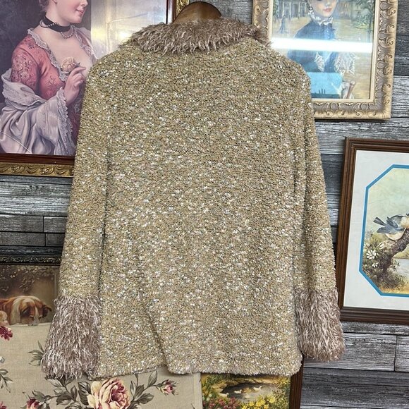 Rainbow Nubby Faux Fur Cardigan Neutral Size L - Picture 5 of 7